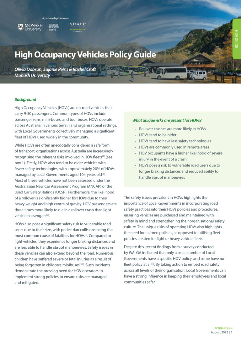 NRSPP Australia NRSPP Guide High Occupancy Vehicles Policy Guide